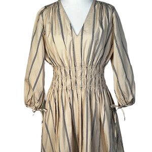 NWOT Nordstrom Women’s Signature Stripe Poplin Long Sleeve Midi Dress Size XS